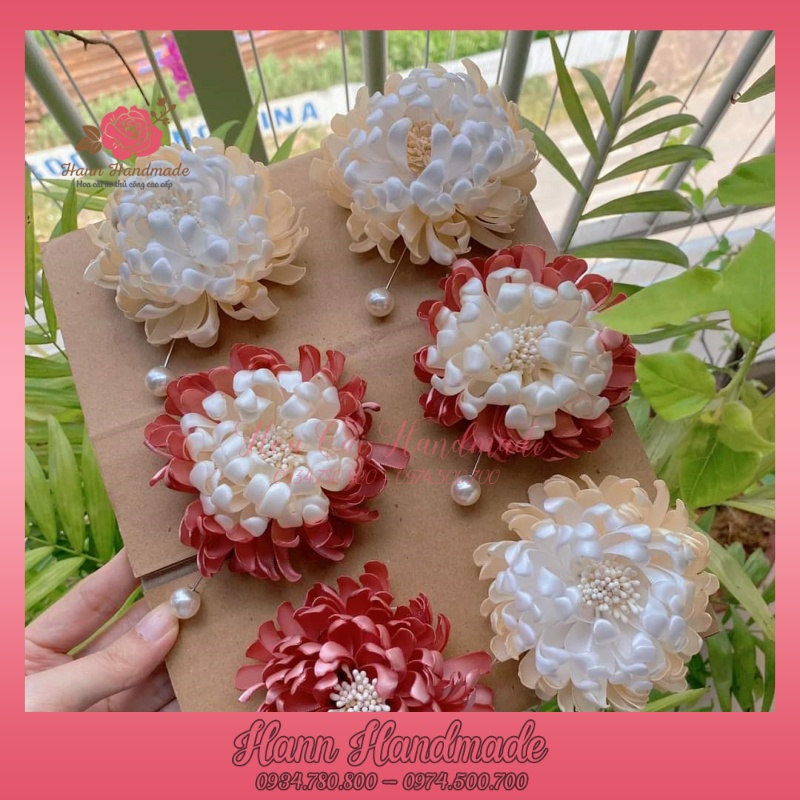 Cài Áo Hoa Cúc Ruy Băng [HANN HANDMADE - Hoa cài áo, phụ kiện thời trang sỉ]