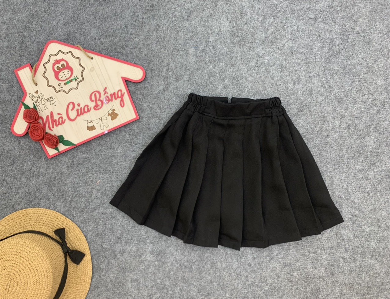 Nhà của Bống - Chân váy xếp ly trơn bé gái, size 13kg đến 55kg