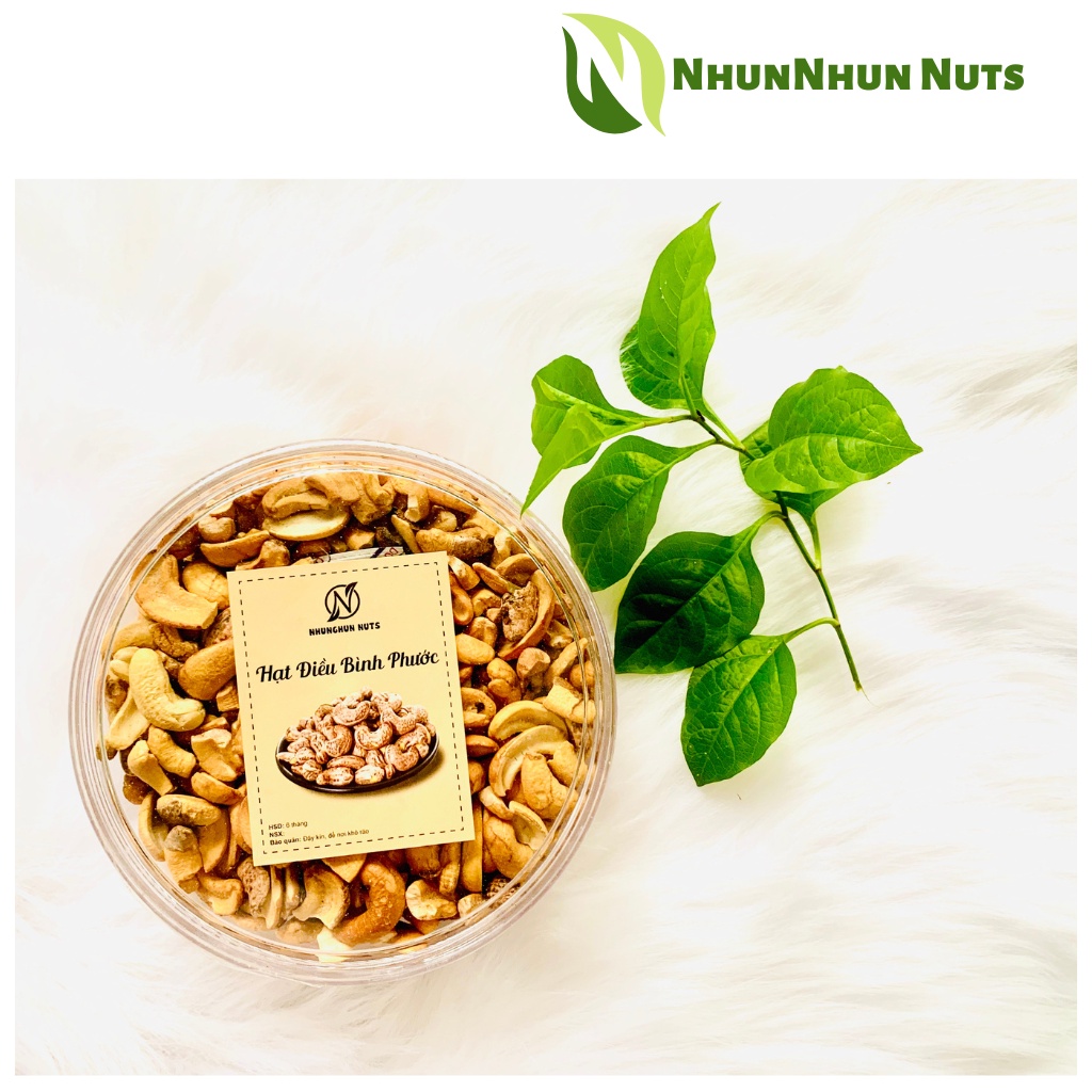 Hạt điều,hạt điều rang muối vỡ còn vỏ lụa hũ 500gr
