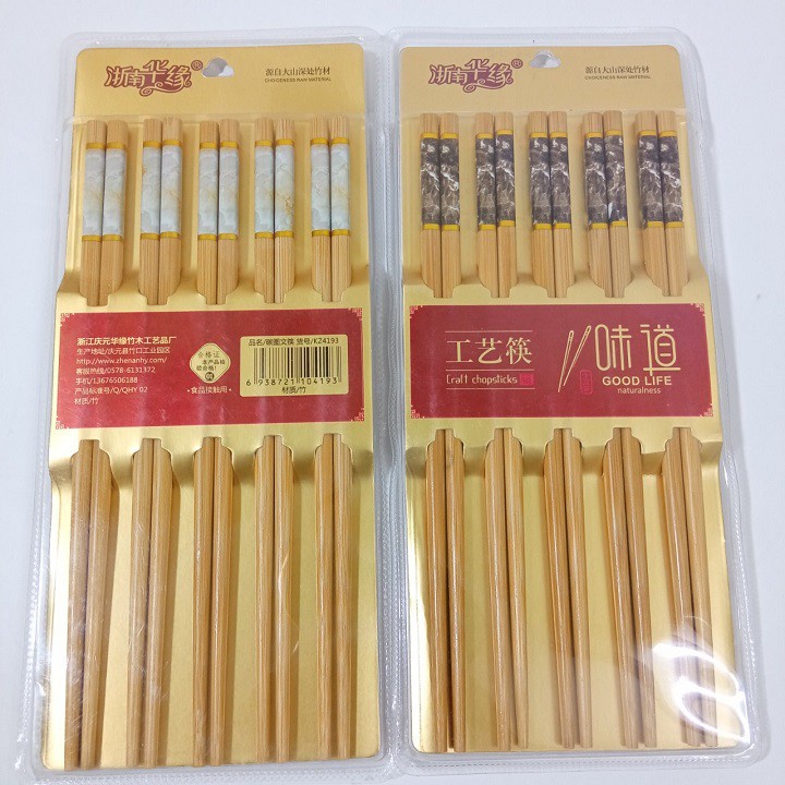 Đũa tre cao cấp xuất khẩu vân đá hộp 10 đôi