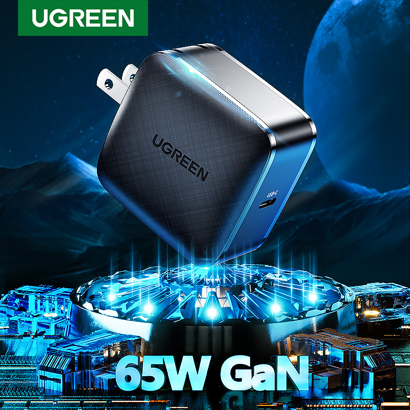 UGREEN 65W GaN Charger 65W USB Type C PD Charger Power Delivery Fast Charger for iPhone 12, iPad Pro 2020, MacBook Air, SAMSUNG S20+/Huawei/Oneplus/Surface Pro 7/Dell/ASUS/Lenovo ThinkPad Laptops