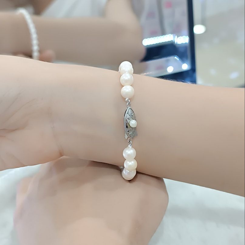 Lắc ngọc trai nước mặn akoya ánh xà cừ trắng - moon jewelry
