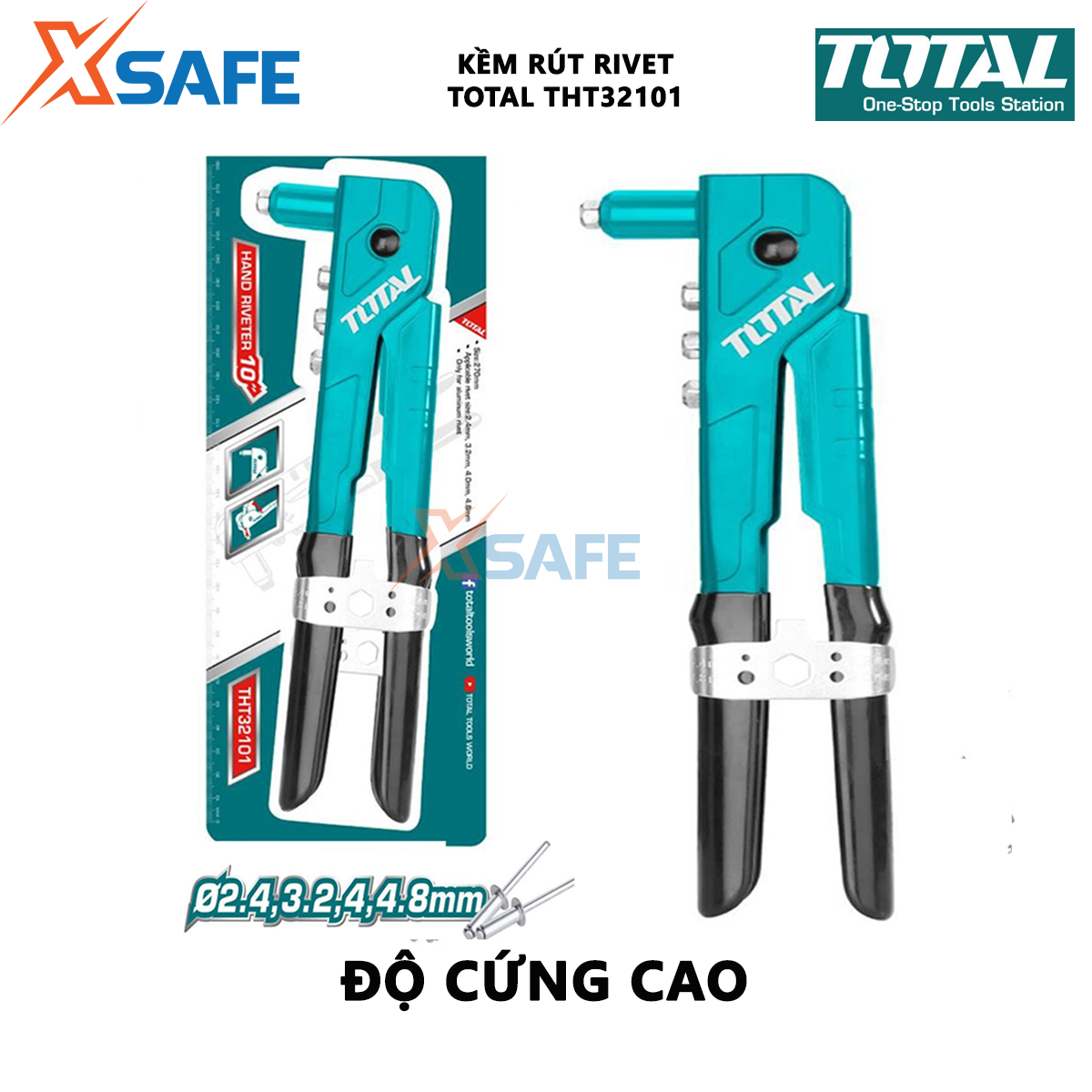 Kềm rút rivet TOTAL THT32101 kìm rút rivet Chiều dài 260mm(10" ) chịu nhiệt, chịu lực mạ lớp chống rỉ sét, chống rỉ khóa các vật liệu, bấm đinh ghim