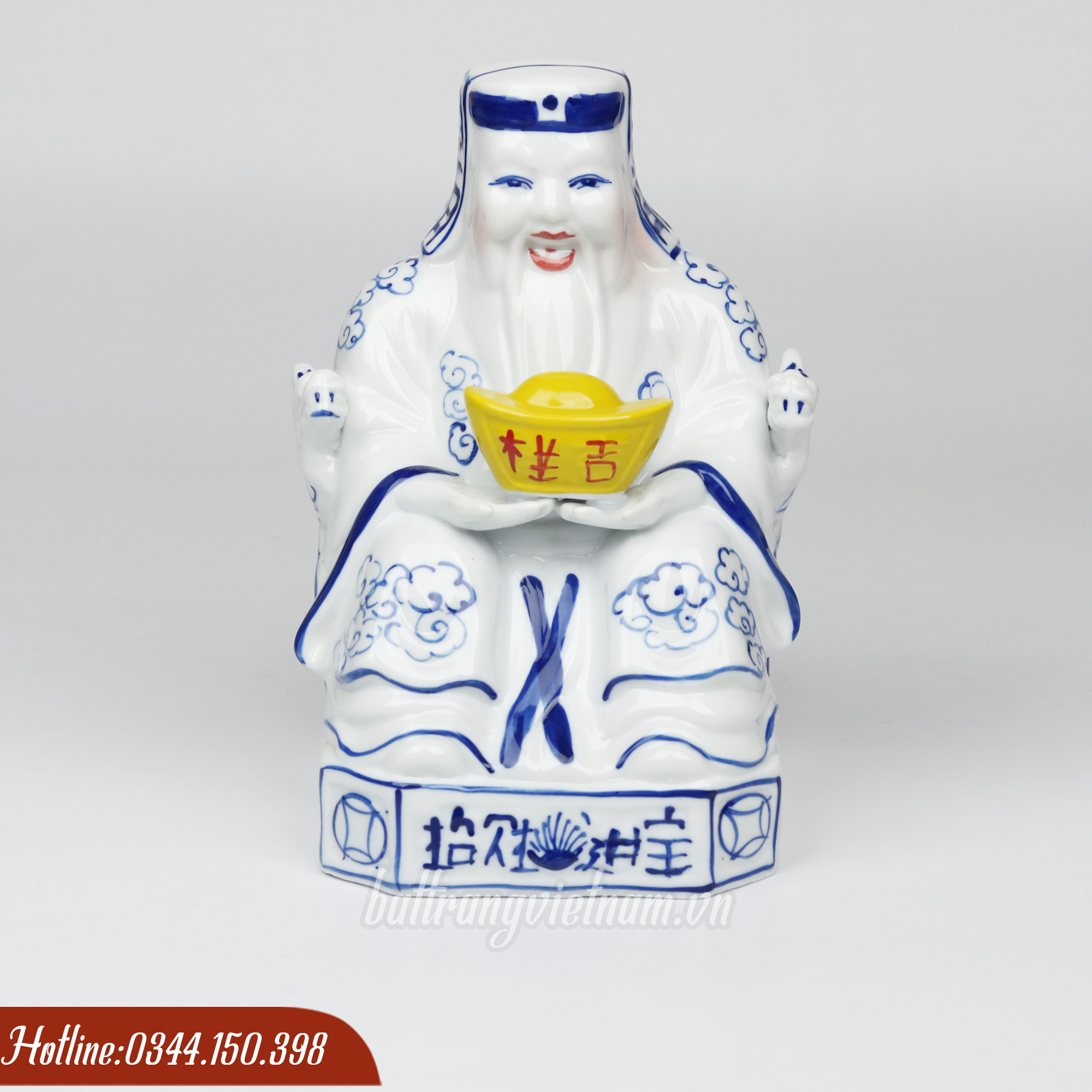 Tượng Thần Tài Thổ Địa gốm sứ Bát Tràng (Đôi)