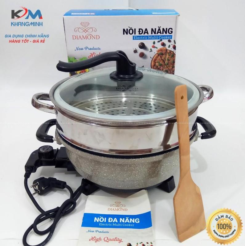 Giá bán Chảo lẩu điện siêu bền Kim Cương Diamond có lồng hấp Bảo hành 18 tháng