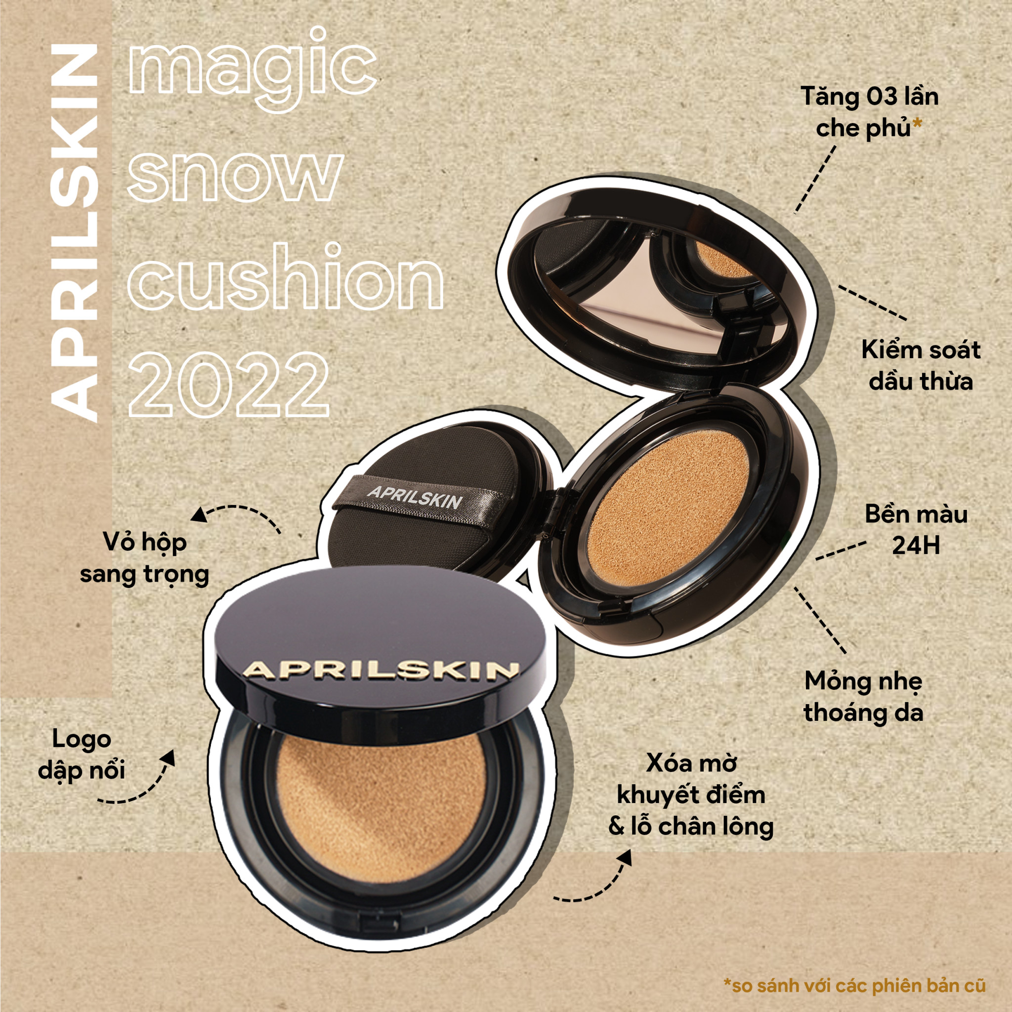[Tặng Kèm Refill 15g] Phấn nước Aprilskin Magic Snow Cushion SPF 50+, PA +++