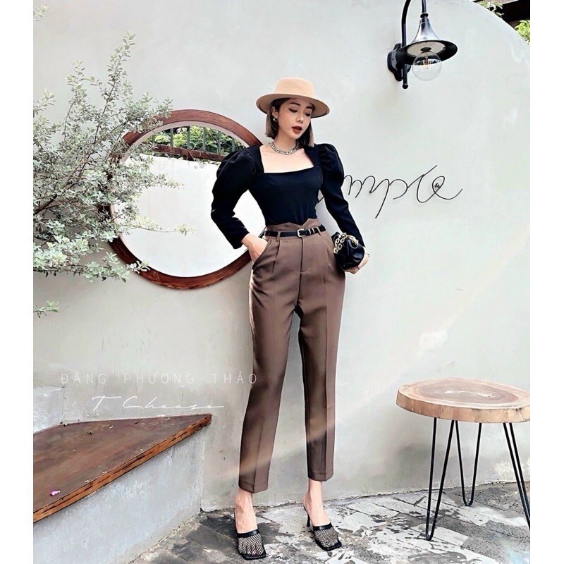 Quần baggy công sở cạp V