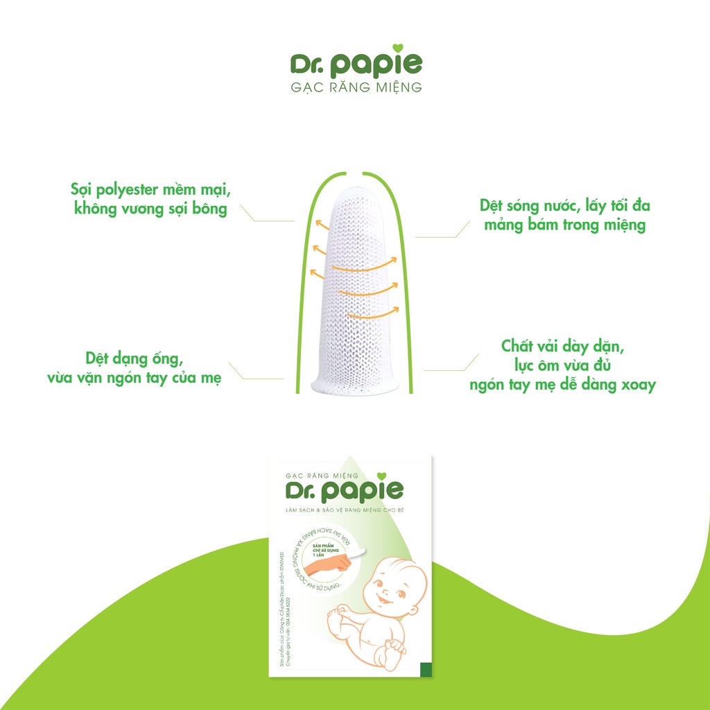 Gạc rơ lưỡi Dr.Papie (30 miếng/hộp)