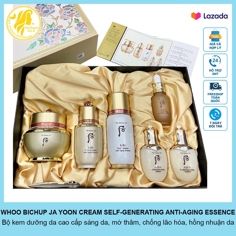 Set kem dưỡng chống lão hóa, tái sinh da, hồng nhuận Whoo Bichup Ja Yoon Cream 6 sản phẩm sulwhasoogiasi