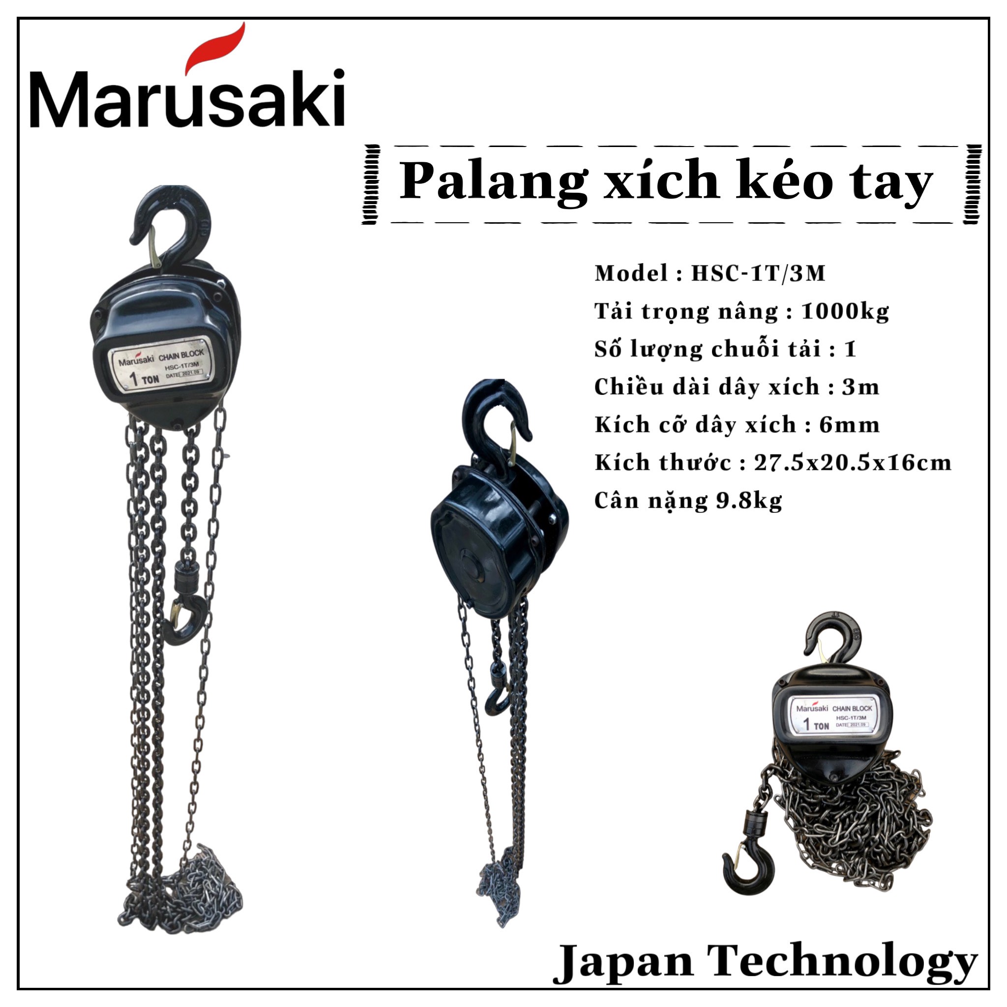 Palang xích marusaki zh-1t/3m và 1t/5m