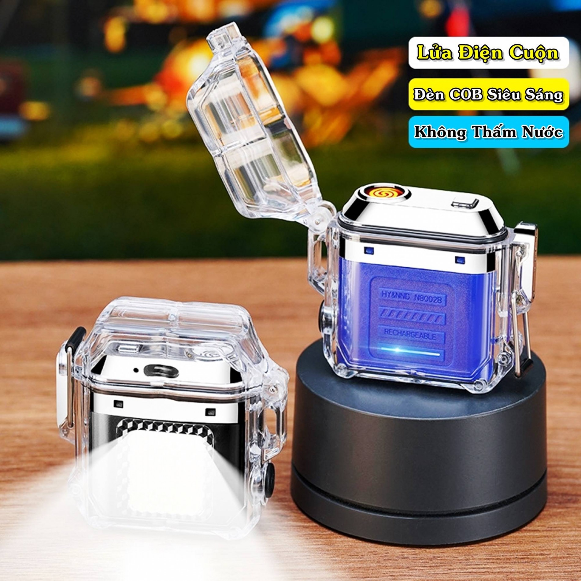 BẬT LỬA ĐIỆN CUỘN CÓ ĐÈN COB SIÊU SÁNG (FULLBOX) - SẠC ĐIỆN