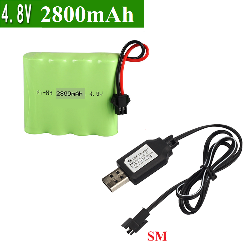 Bộ pin và cáp 4.8v 2800mah cổng nối SM dùng cho xe mô hình điều khiển từ xa