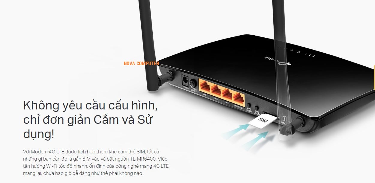 Router WiFi TPLINK TL-MR6400 4G LTE (Đen)
