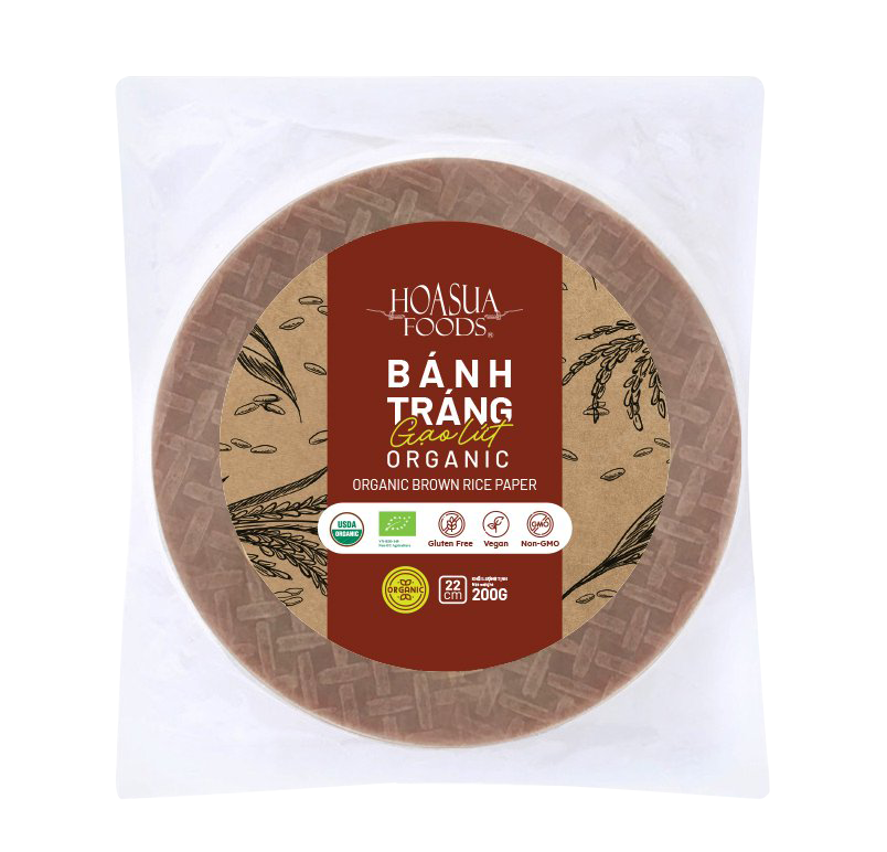 Bánh tráng gạo lứt hữu cơ hoa sữa foods organic brown rice paper 200g