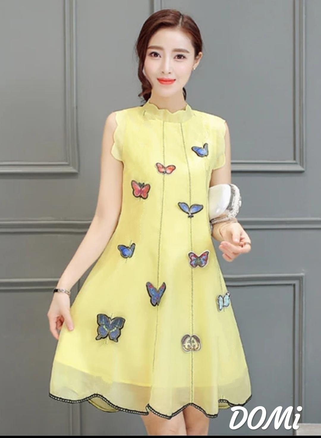 [HCM]đầm bầu công sở váy bầu suông đính bướm  thời trang Hàn Quốc mới