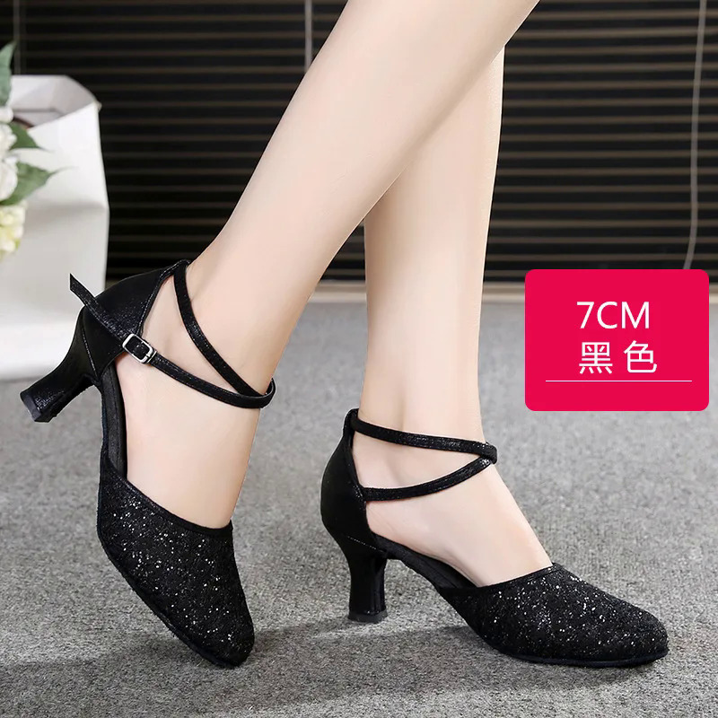 Mùa hè khiêu vũ latin giày cho phụ nữ trong nhà đế salsa tango khiêu vũ khiêu vũ giày người phụ nữ thực hành nhảy múa giày cao gót 7cm