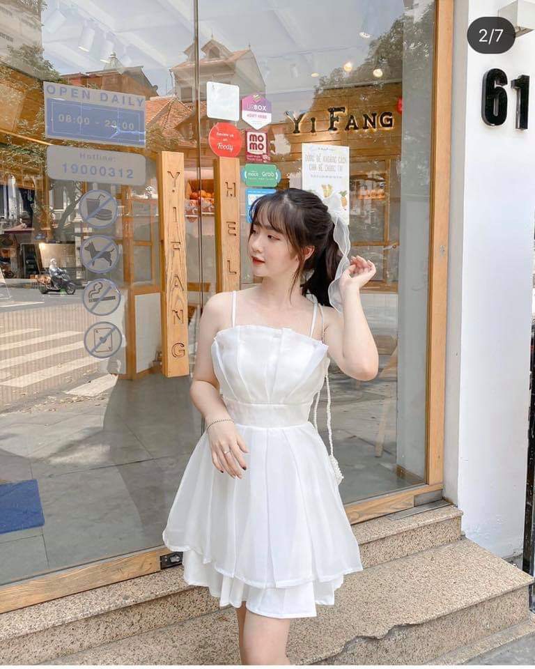 Đầm váy trắng nơ ngực dạo phố xinh xắn  Shopee Việt Nam