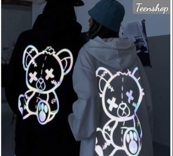 FREESHIPMAX-Áo hoodie phản quang gấu vết thương HT12