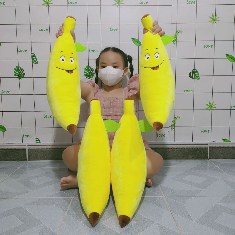 GỐI ÔM NGỦ HÌNH TRÁI CHUỐI LOẠI LỚN VẢI NHUNG MỊN 100% GÒN MỀM CAO CẤP XK