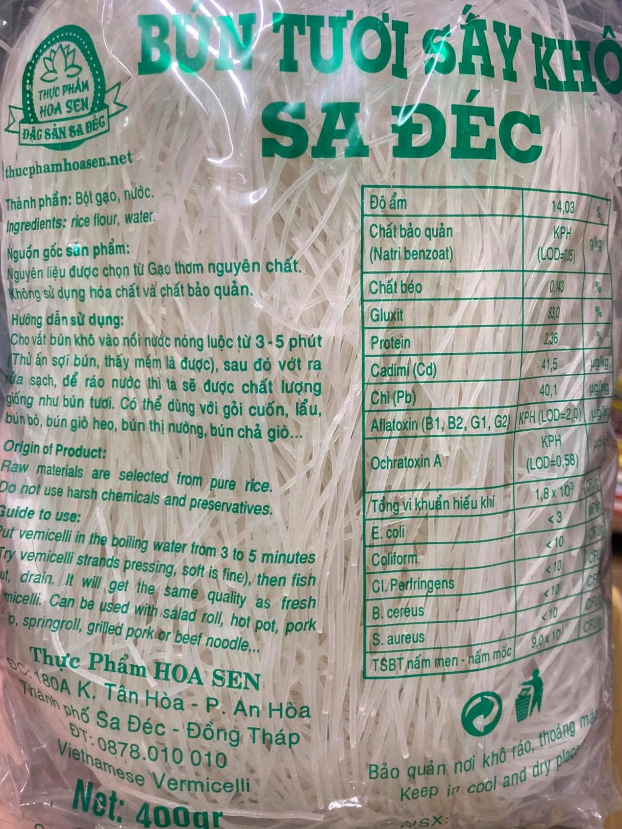 Bún tươi sấy khô sa đéc
