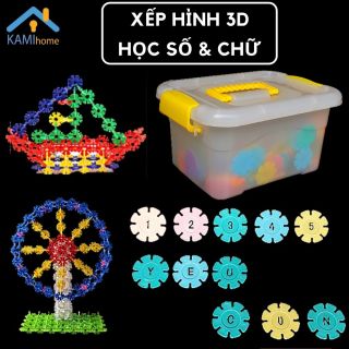 Đồ chơi xếp hình lắp ráp 3D và Học chữ số phép tính 150 chi tiết Hoa tuyết cho trẻ em mã 53516 thumbnail