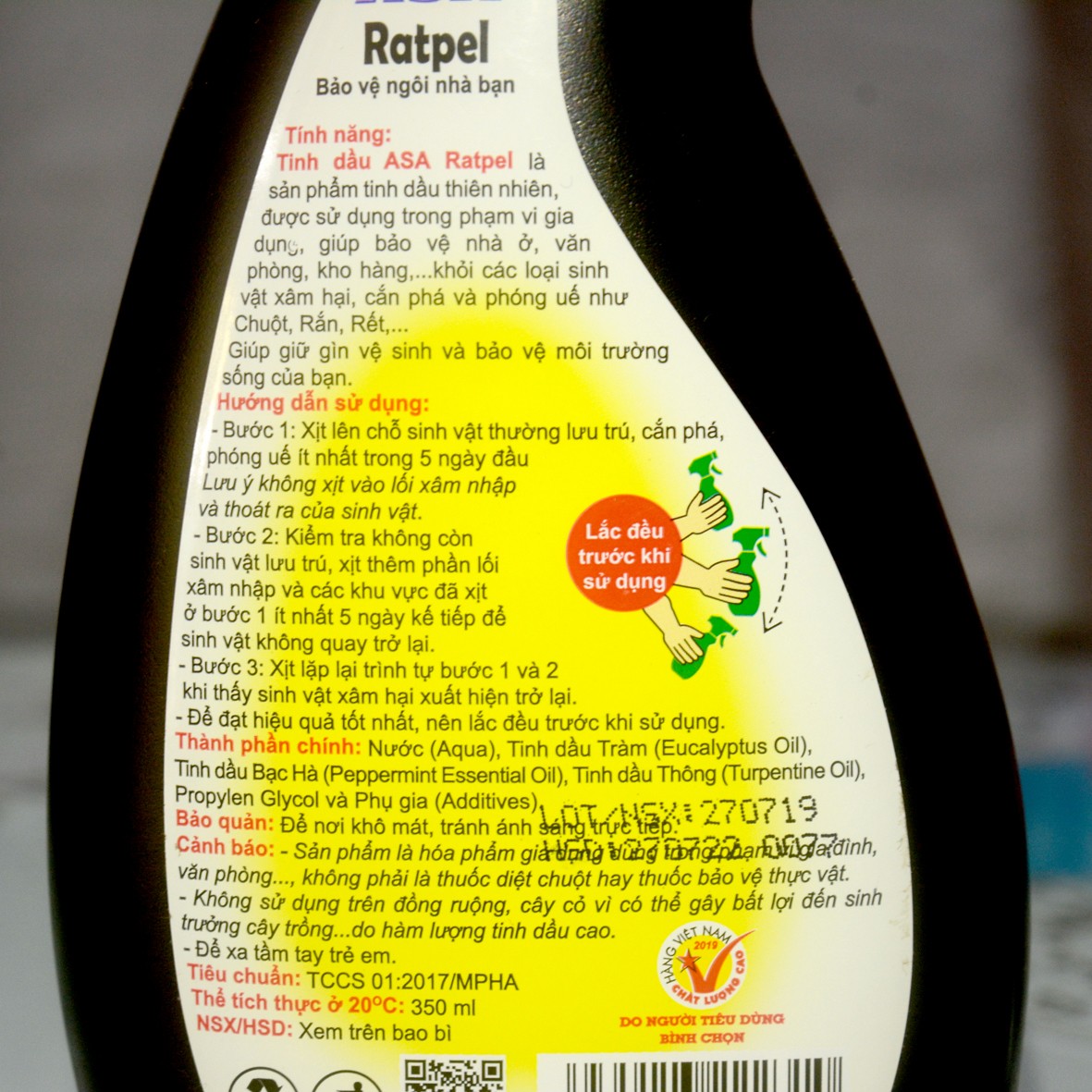 Tinh Dầu Đuổi Chuột Asa 350ml