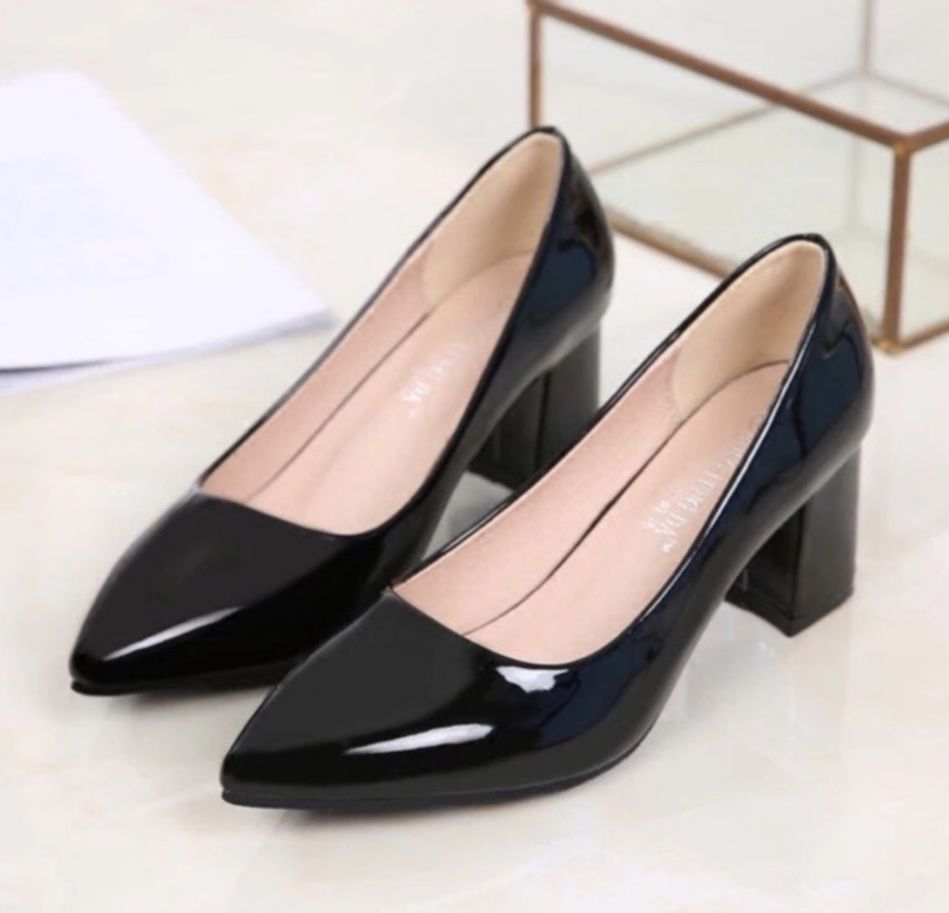 Giày cao gót da trơn đế vuông cao 5 cm SHC22