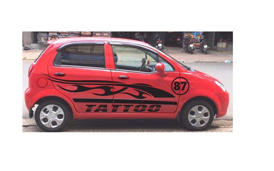 Tem Dán Xe Matiz Spark Đỏ Tattoo 87