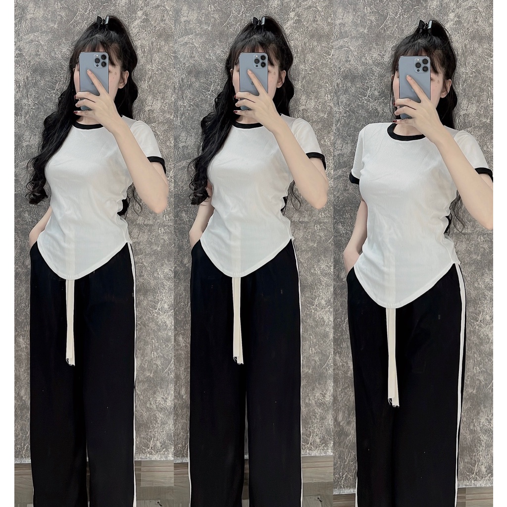Set đồ bộ nữ quần dài tay ngắn thể thao