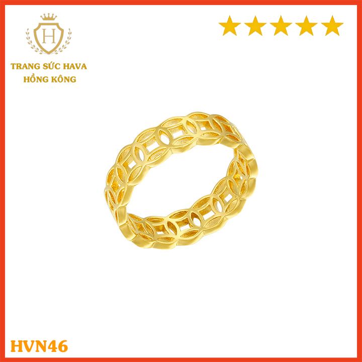 Nhẫn Nữ Kim Tiền Titan, Nhẫn Nam Kim Tiền Thời Trang Xi Mạ Vàng 24k Cao Cấp - Trang Sức Hava Phong Cách Thời Cá Tính Trẻ Trung