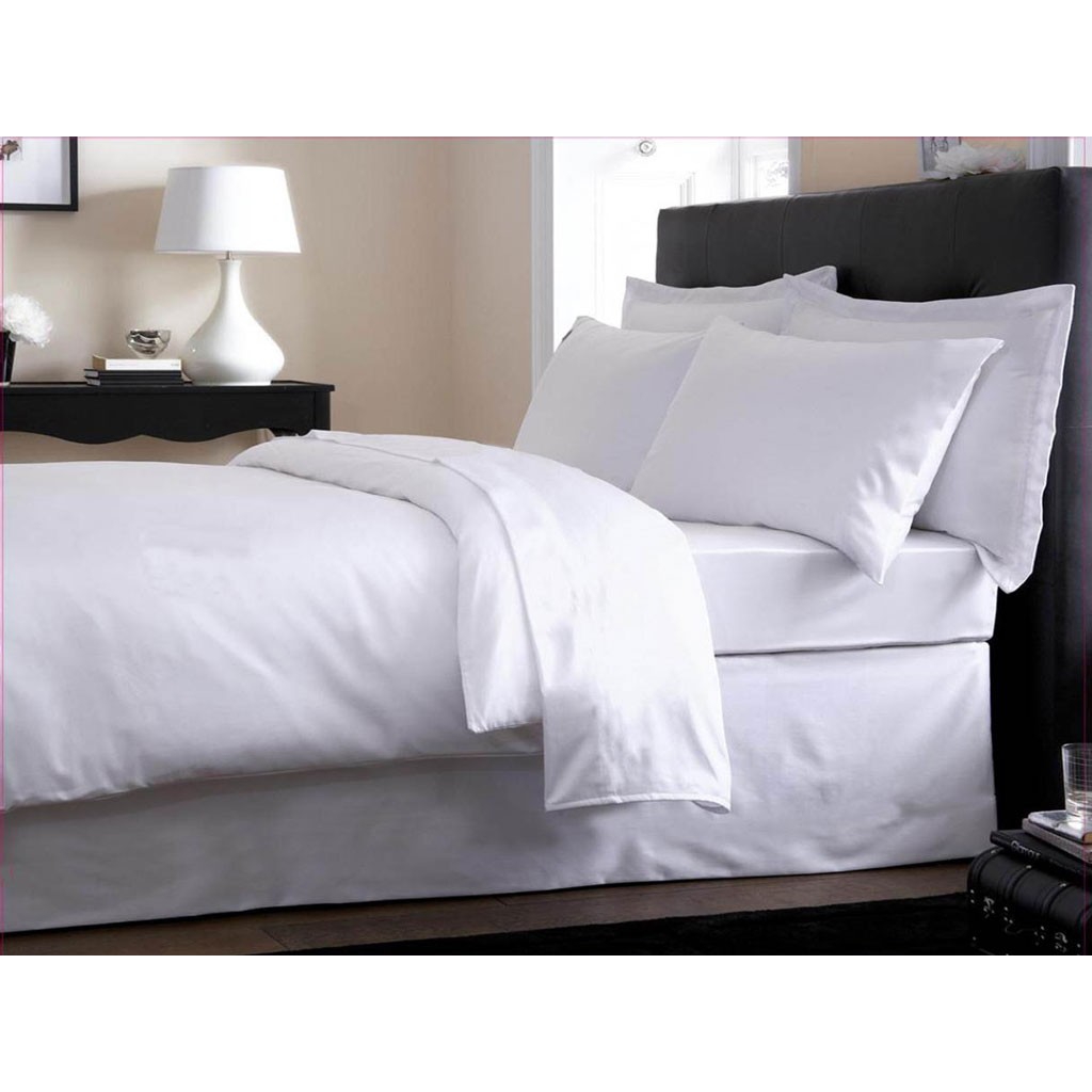 Bộ drap cotton trắng trơn T250 đủ size nệm 5-17cm