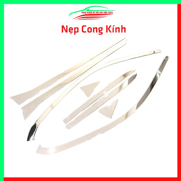 Bộ nẹp viền chân kính, cong kính ô tô Fortuner 2017-2022 Inox sáng bóng chuẩn form, trang trí bảo vệ xe hơi