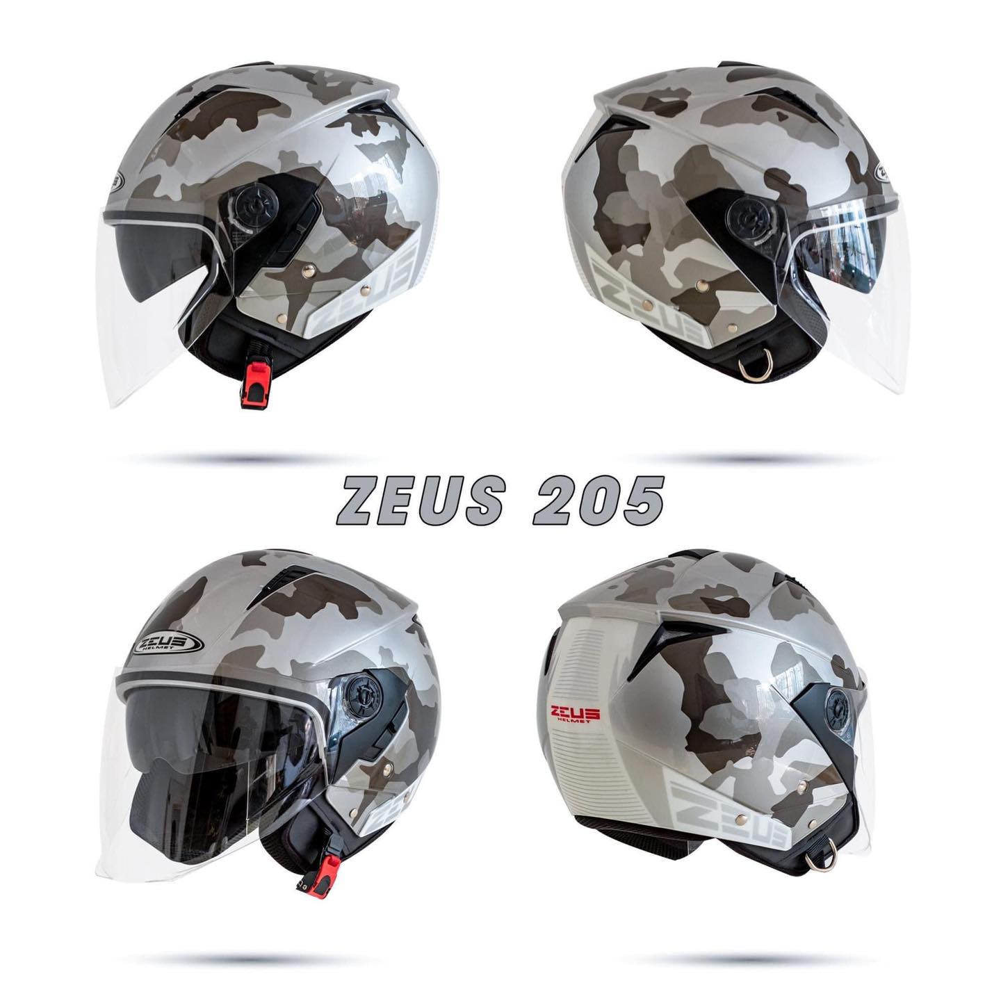 Mũ bảo hiểm ZEUS 205 - Màu Bạc đen Bạc