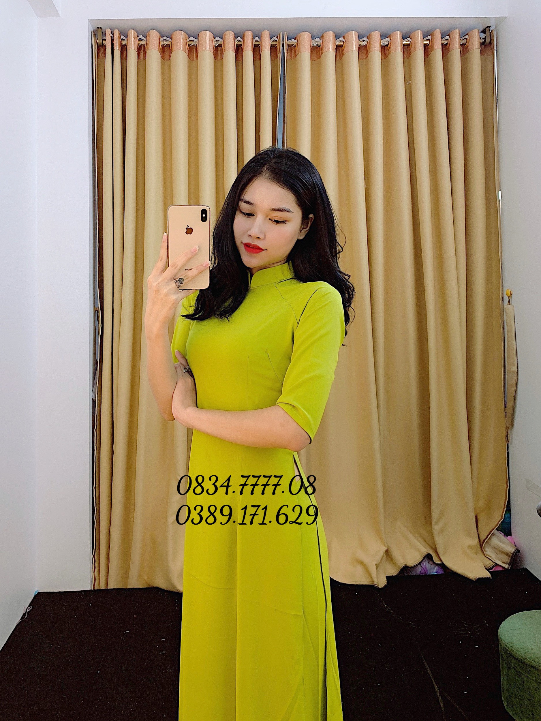 Áo Dài Trơn Lụa Nhật Cao Cấp Màu Xanh Cốm Nhẹ Nhàng