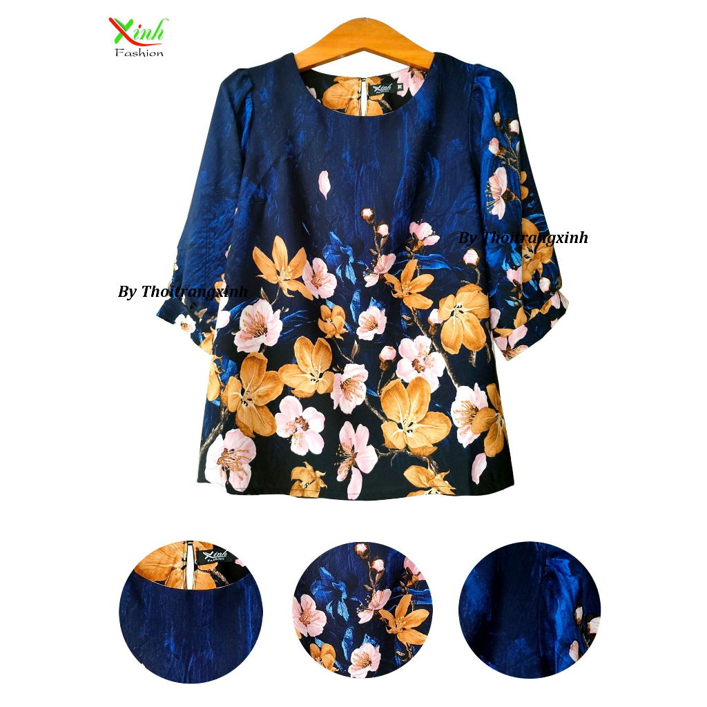 Áo Lụa Mango Cao Cấp Họa Tiết Hoa In 3D Sang Trọng