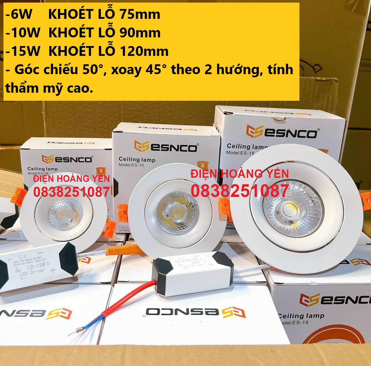 Đèn LED Spotlight Âm Trần COB 6W, 10W, 15W