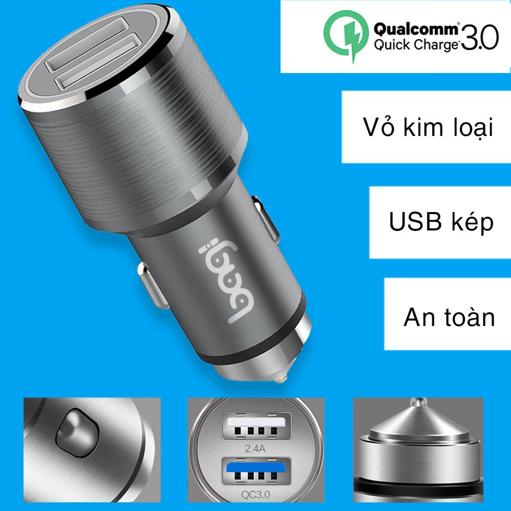 Củ Sạc Ô Tô 2USB Sạc Nhanh(Qualcomm) 3.0