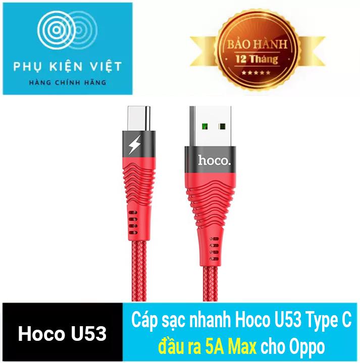 Cáp sạc hoco u53 type c sạc nhanh 5a max cho oppo- huawei