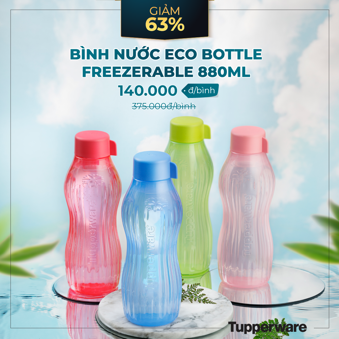 [Nhập RS0822 giảm 30k cho đơn 99k]Bình nước Tupperware Eco Bottle Freezerable 880ml