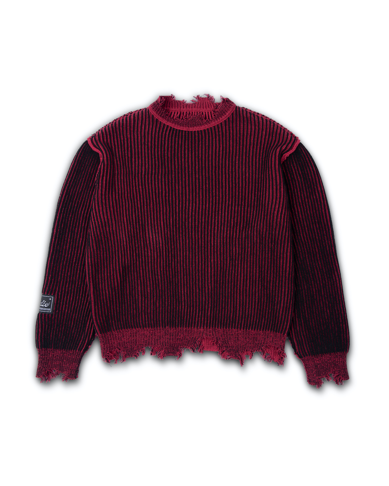 B/R DISTRESSED RIB KNIT SWEATER