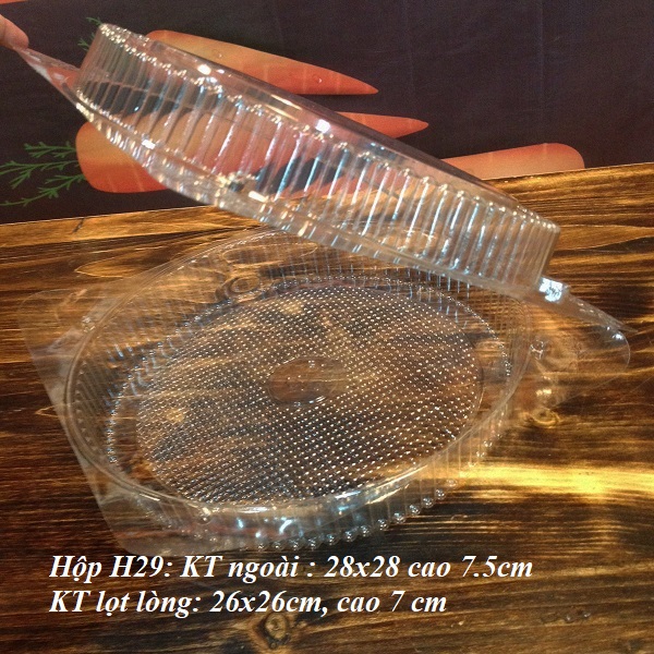 BỘ 50 HỘP NHỰA ĐỰNG BÁNH BÔNG LAN TRÒN 26X26CM, CAO 6.5CM - H29