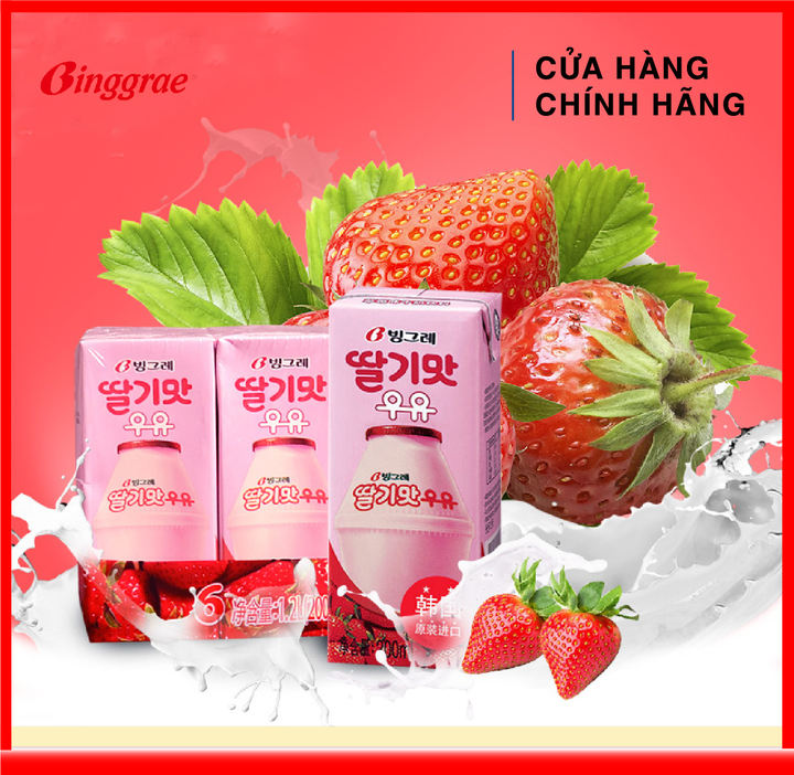 [HÀNG CÔNG TY NHẬP KHẨU] Sữa Dâu Binggrae 1 hộp