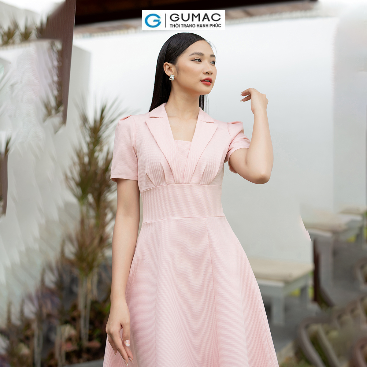 Đầm nữ xòe cổ danton thời trang GUMAC DD07041