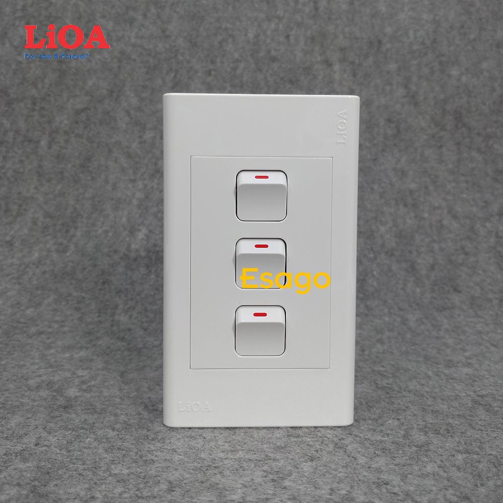 [HCM]Combo 3 công tắc điện 1 chiều + mặt lỗ vuông LiOA - Lắp nổi
