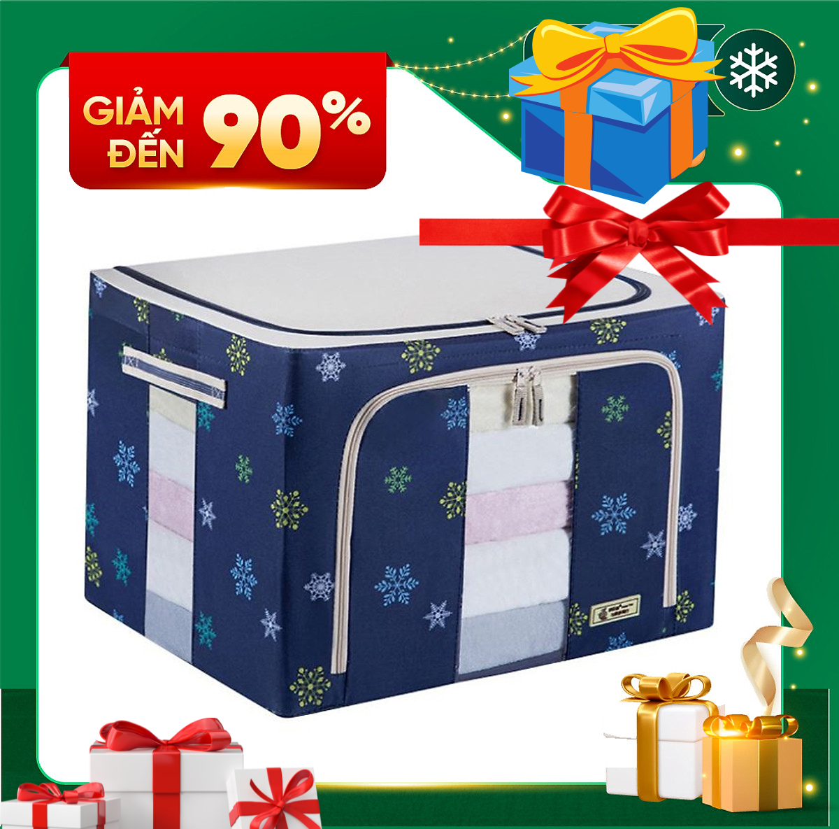 Túi đựng chăn màn - hộp đựng quần áo khung sắt gấp gọn, hộp vải đựng đồ đa năng, tủ vải đựng đồ đa năng khung sắt - tủ vải chăn màn tiện lợi - giao màu ngẫu nhiên - chính hãng dododios
