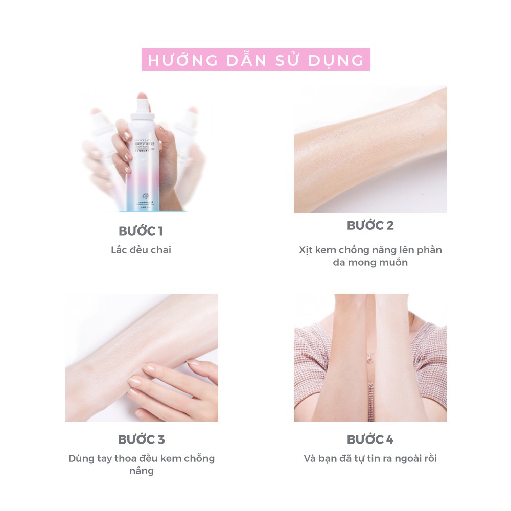 Xịt chống nắng nâng tone make up maycreate nội địa Trung
