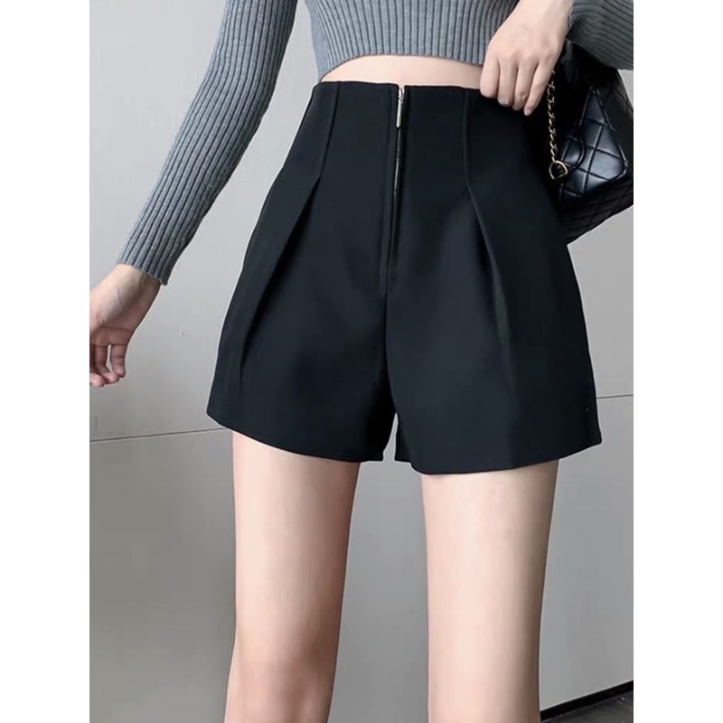 Quần short nữ lưng cao khóa giữa Doloxi dáng đẹp Hàn Quốc cao cấp Q7777