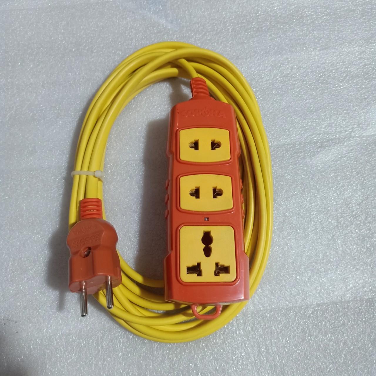 Bộ ổ cắm 3 cửa sopoka đấu dây Cadivi VCmo 2x2,5 dài 5m