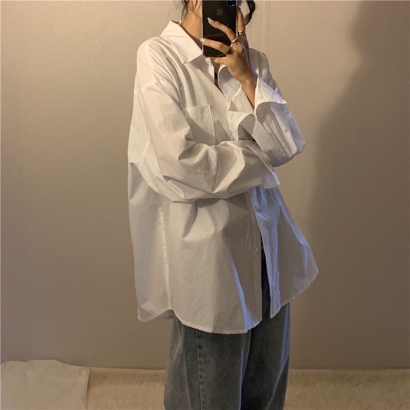 Sơ Mi Trắng Form Thụng Basic Ullazang