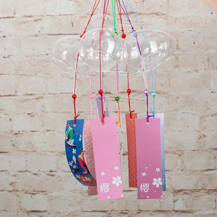 Chuông gió thủy tinh trong suốt Furin pha lê quà tặng Nhật Bản trang trí bàn học trang trí nhà cửa đẹp